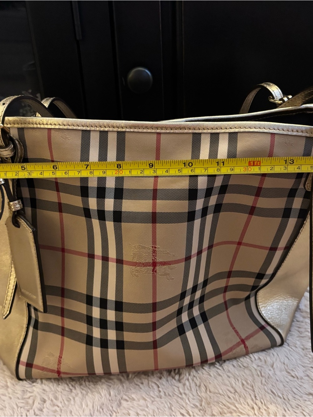 ✨RARE VINTAGE BURBERRY✨ Small Canter in Horseferry Check Beige Gold - Picture 12 of 16